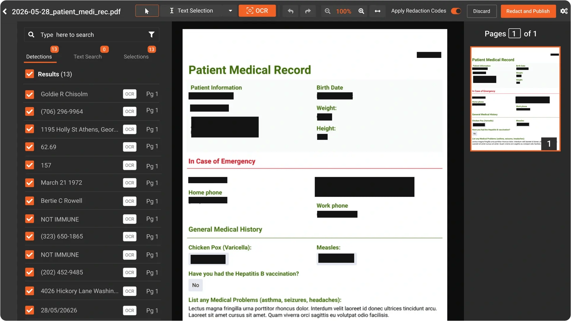 Card 1 - HIPAA Safe Harbor identifier coverage