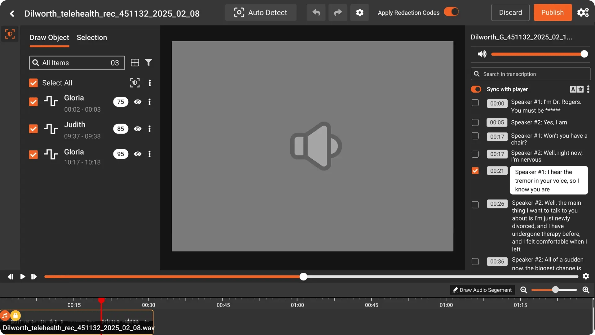 Card 4 - Video and audio PHI redaction