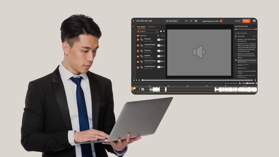 A person redacting calls from a call center