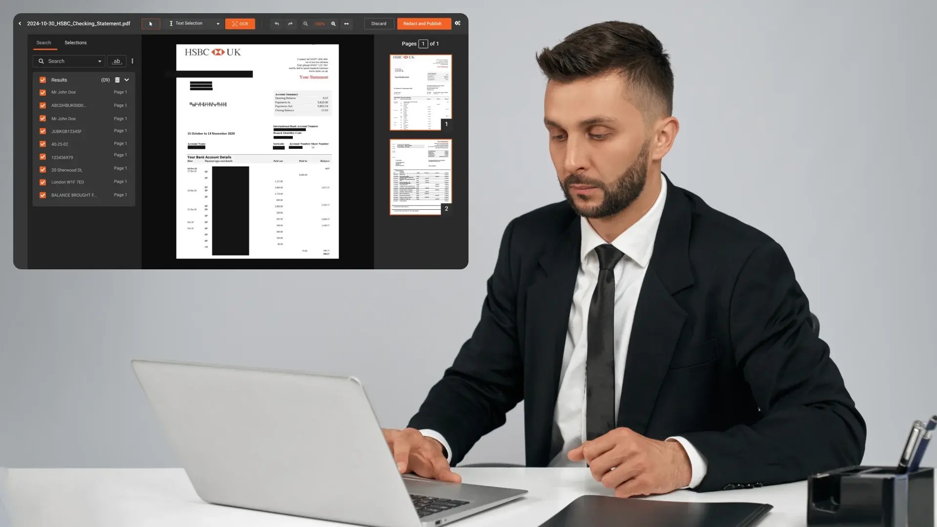  a man is redacting bulk pdfs with vidizmo redactor