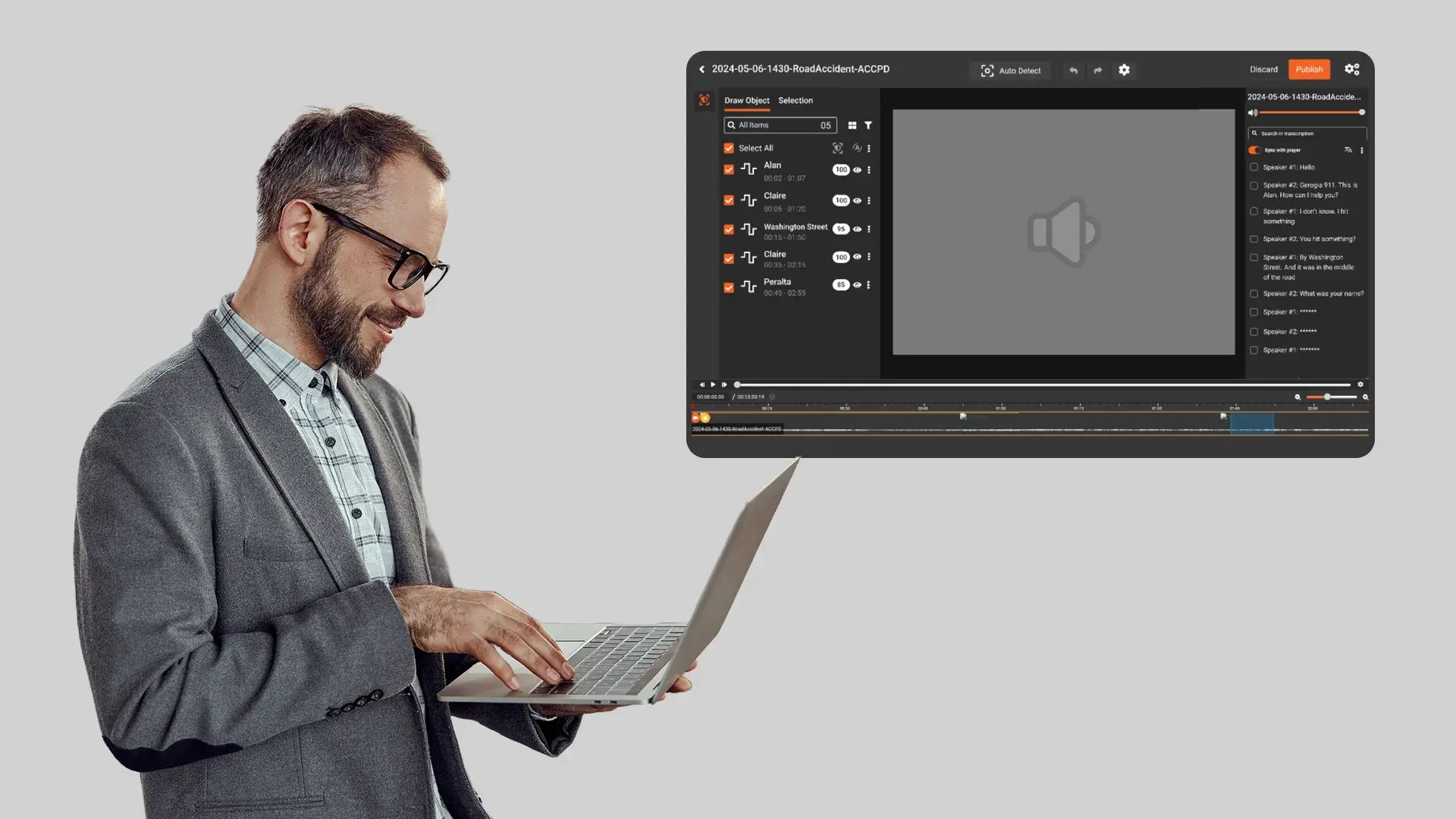 a person redacting multi lingual audio using redactor