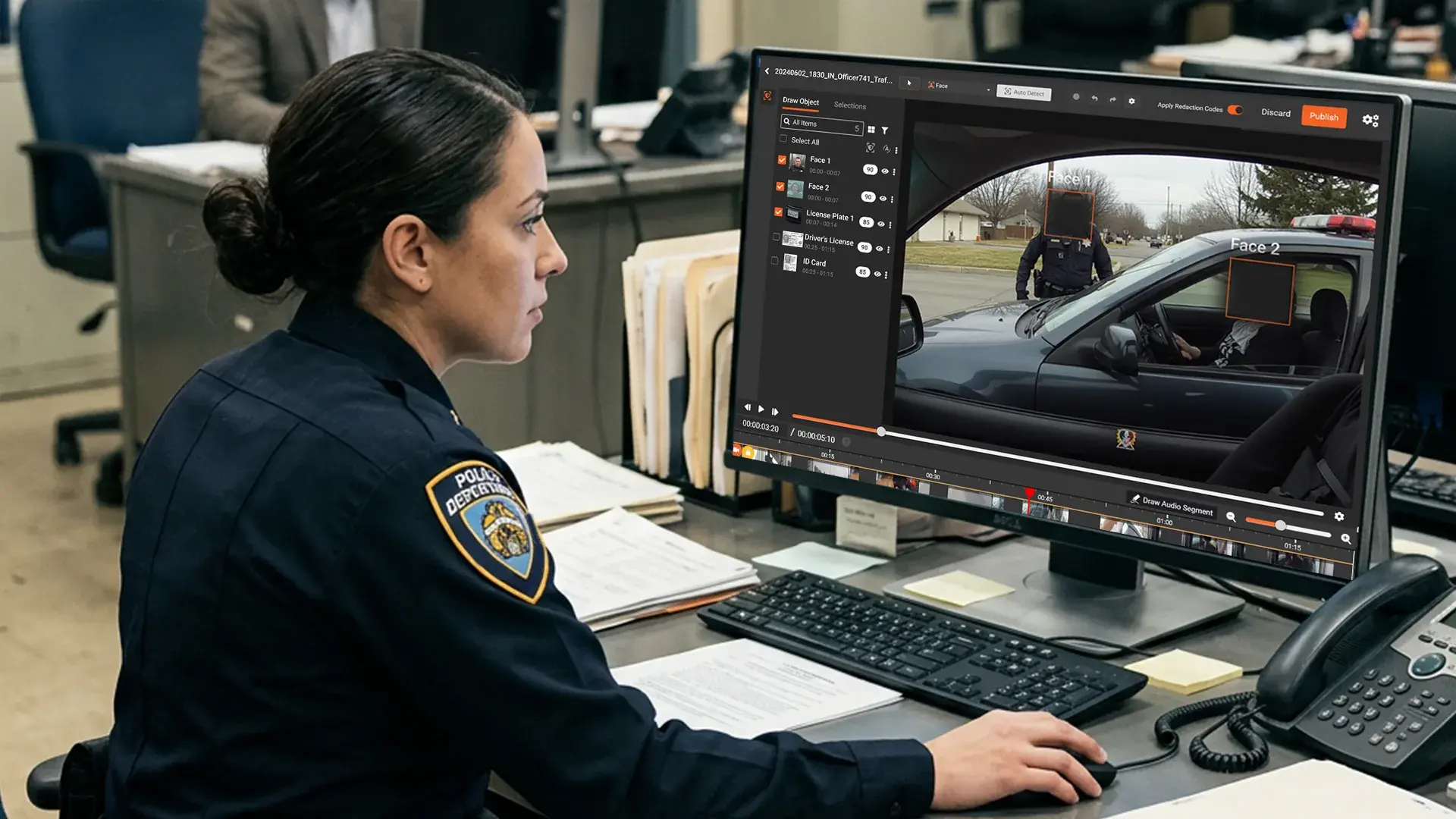 a police officer redacting body worn camera footages