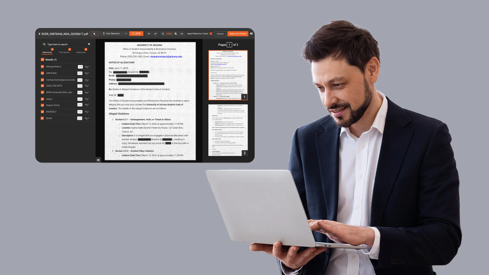 a person using redactor to redact documents