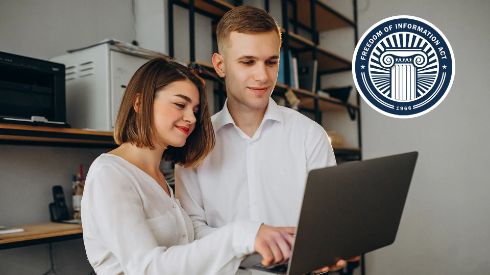 Two persons using a laptop