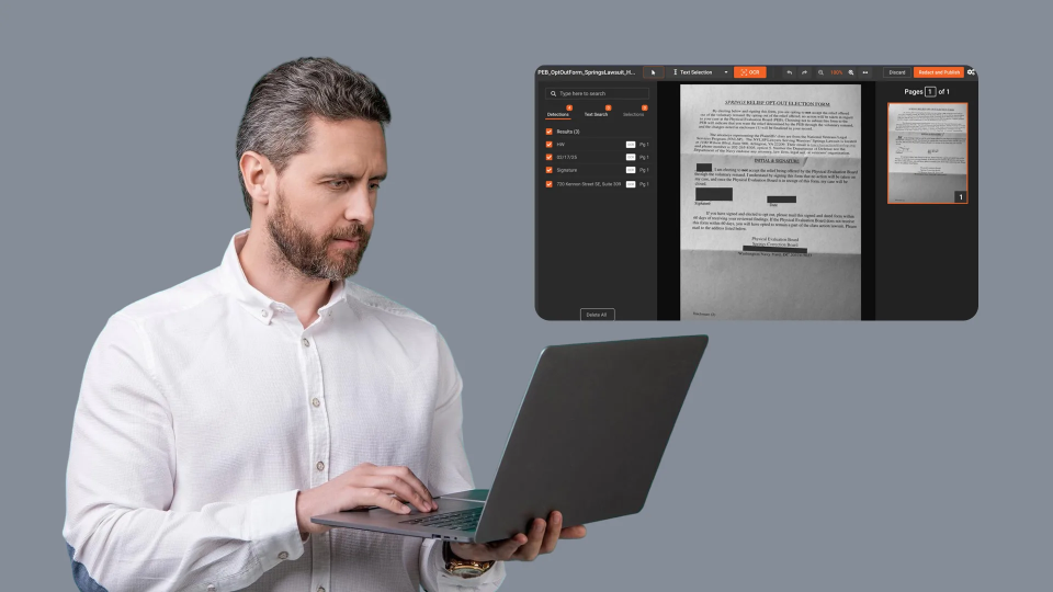 a person redacting a PDF