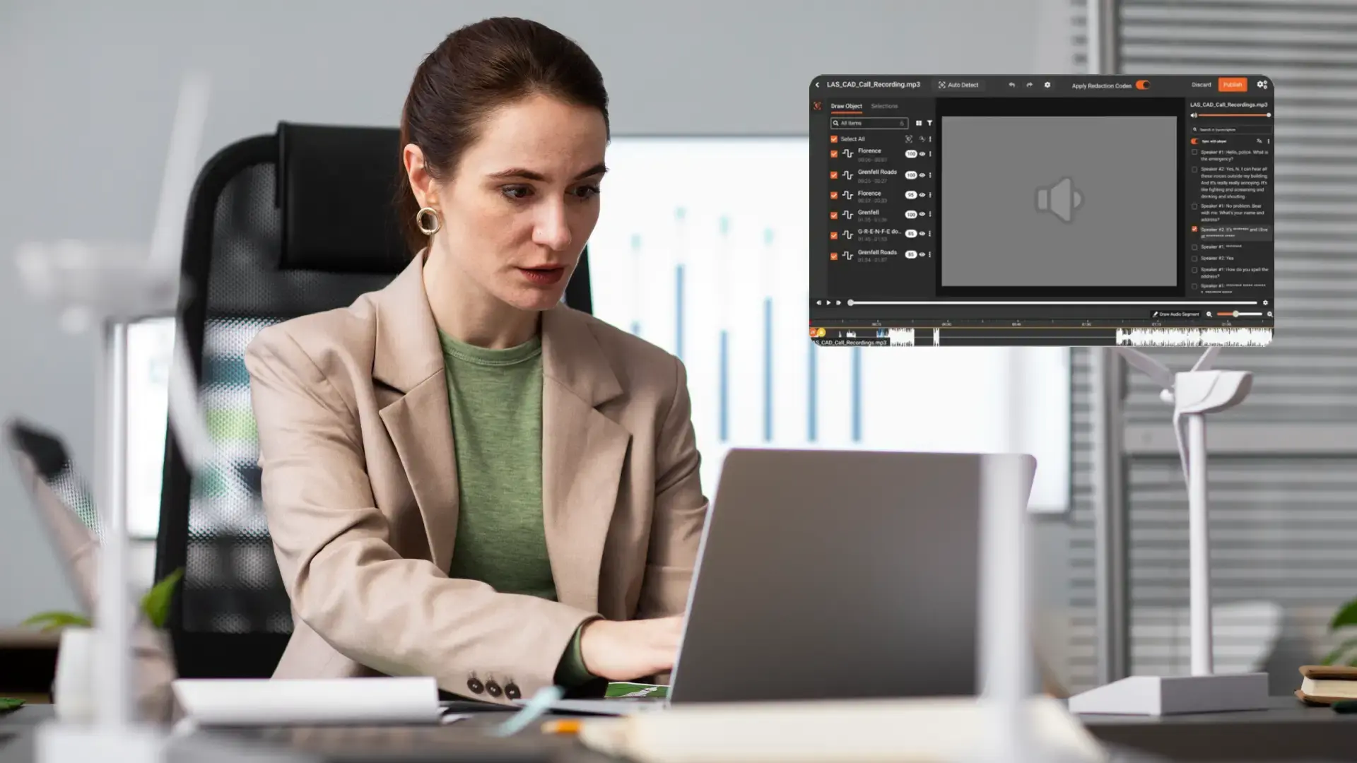 a person redacting call recording using redactor