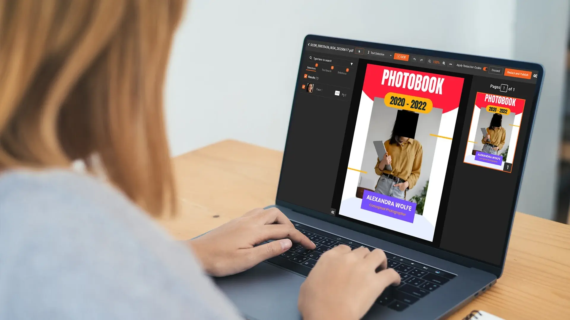 a person redacting faces in a PDF with Redactor