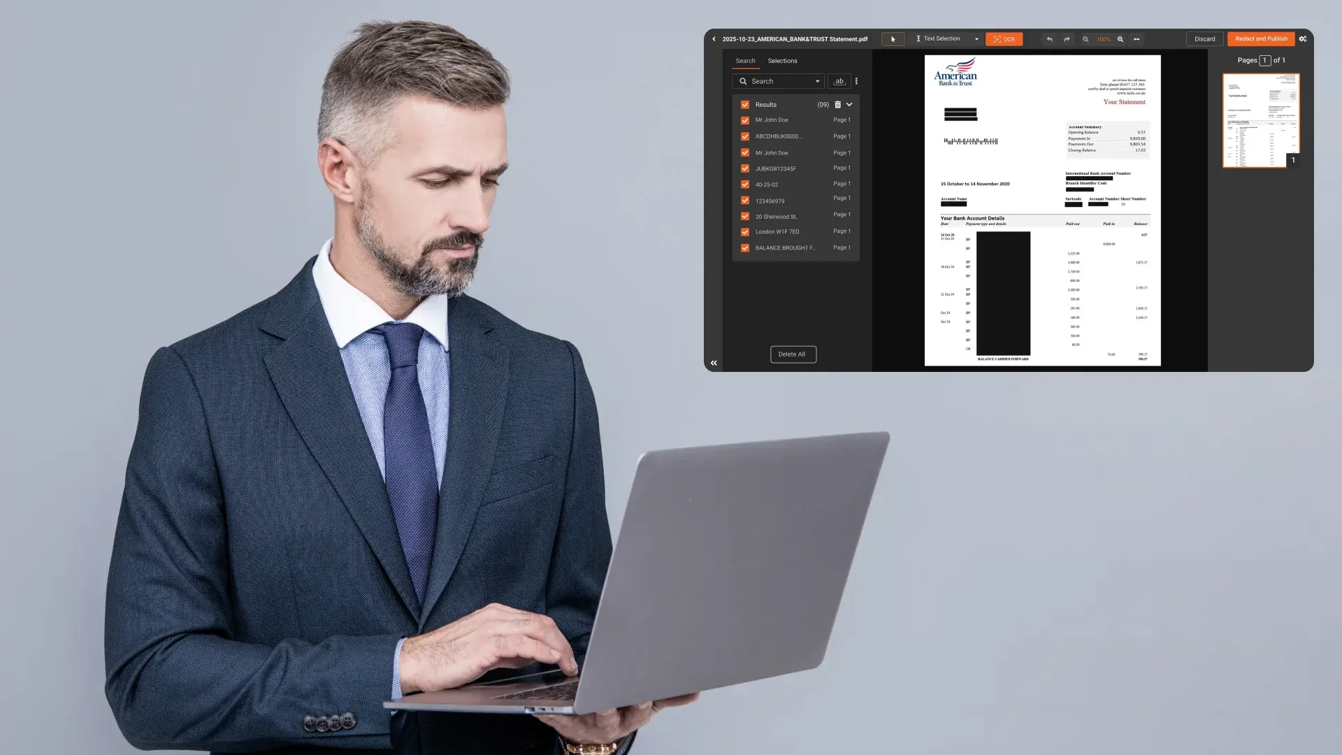 Redact invoices and vendor payment documents using pattern-based redaction
