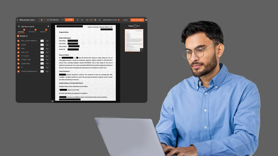 a person redacting PHI from ABA therapy sessions