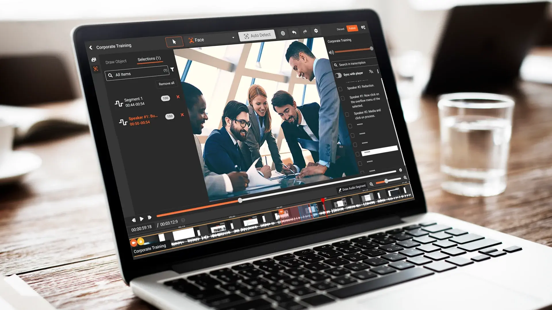 a person redacting corporate training videos