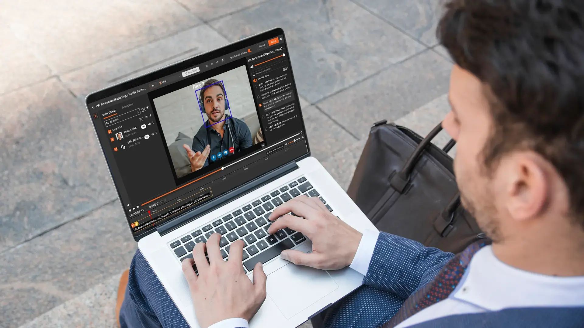 a person redacting Microsoft Teams recording using redactor
