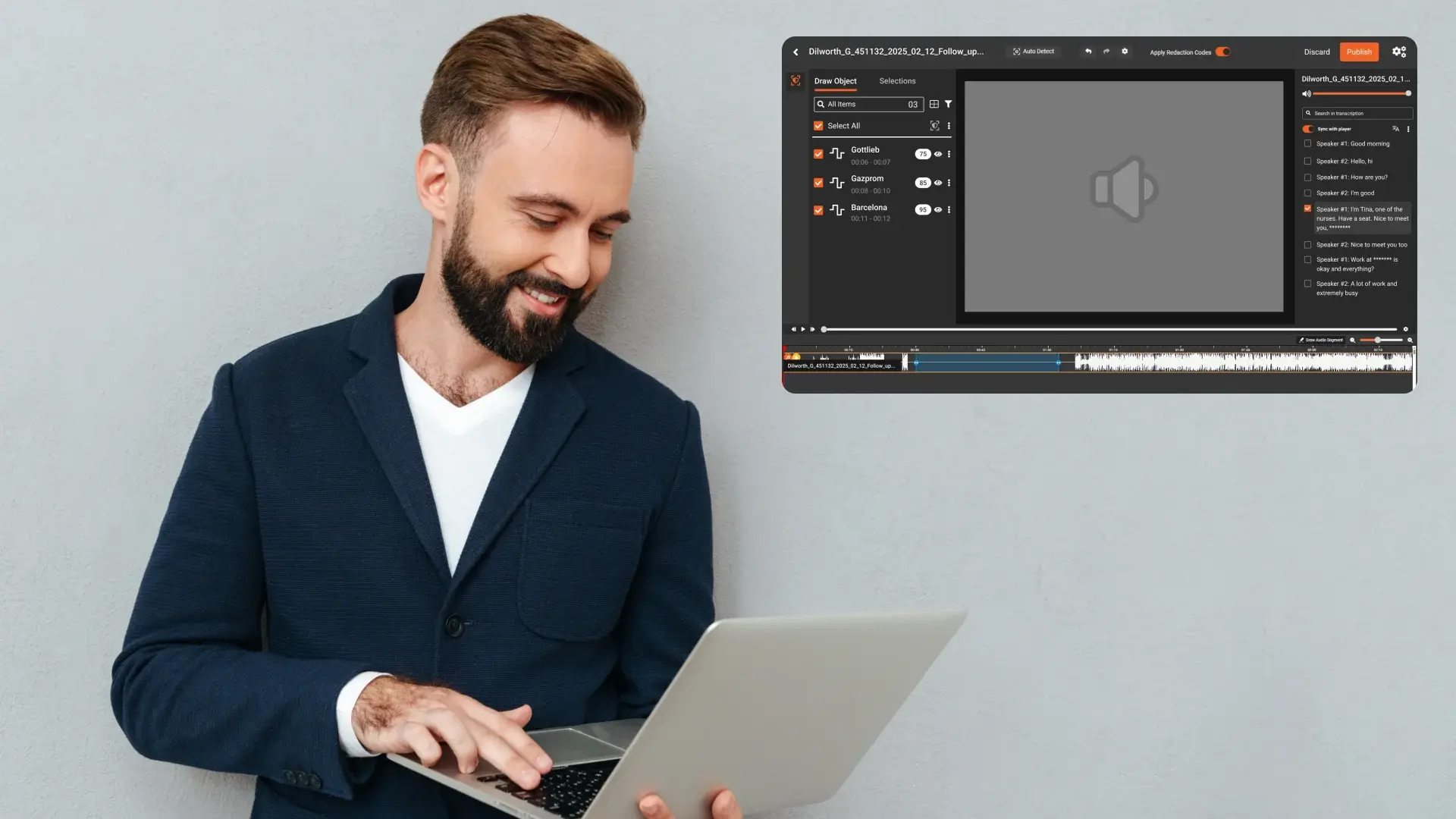Redact audio for GDPR SARs from call recordings and MP3 files