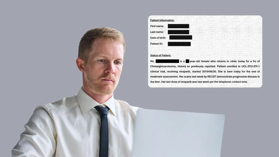 a doctor redacting clinical entities