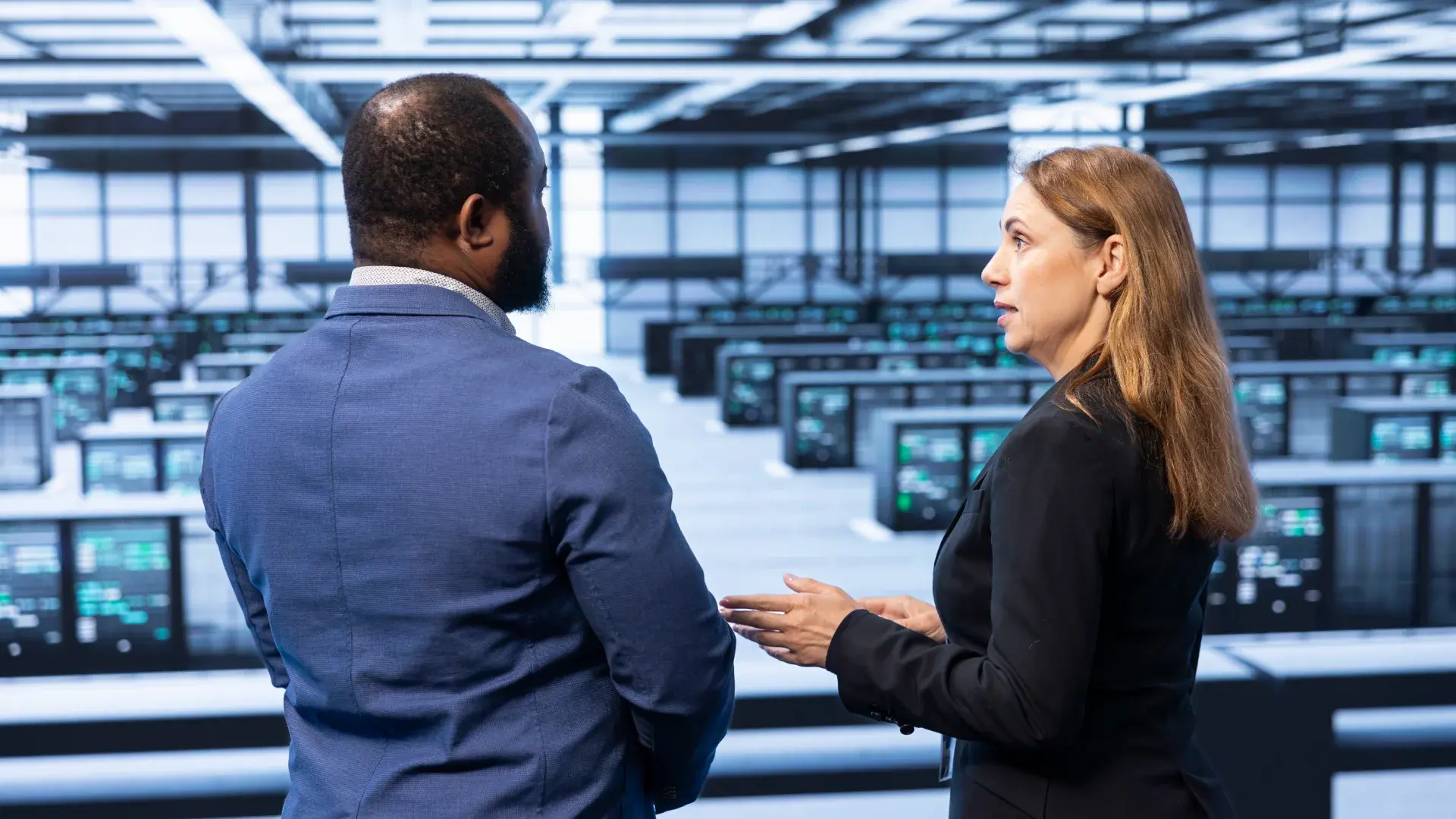 Two persons talking to each other