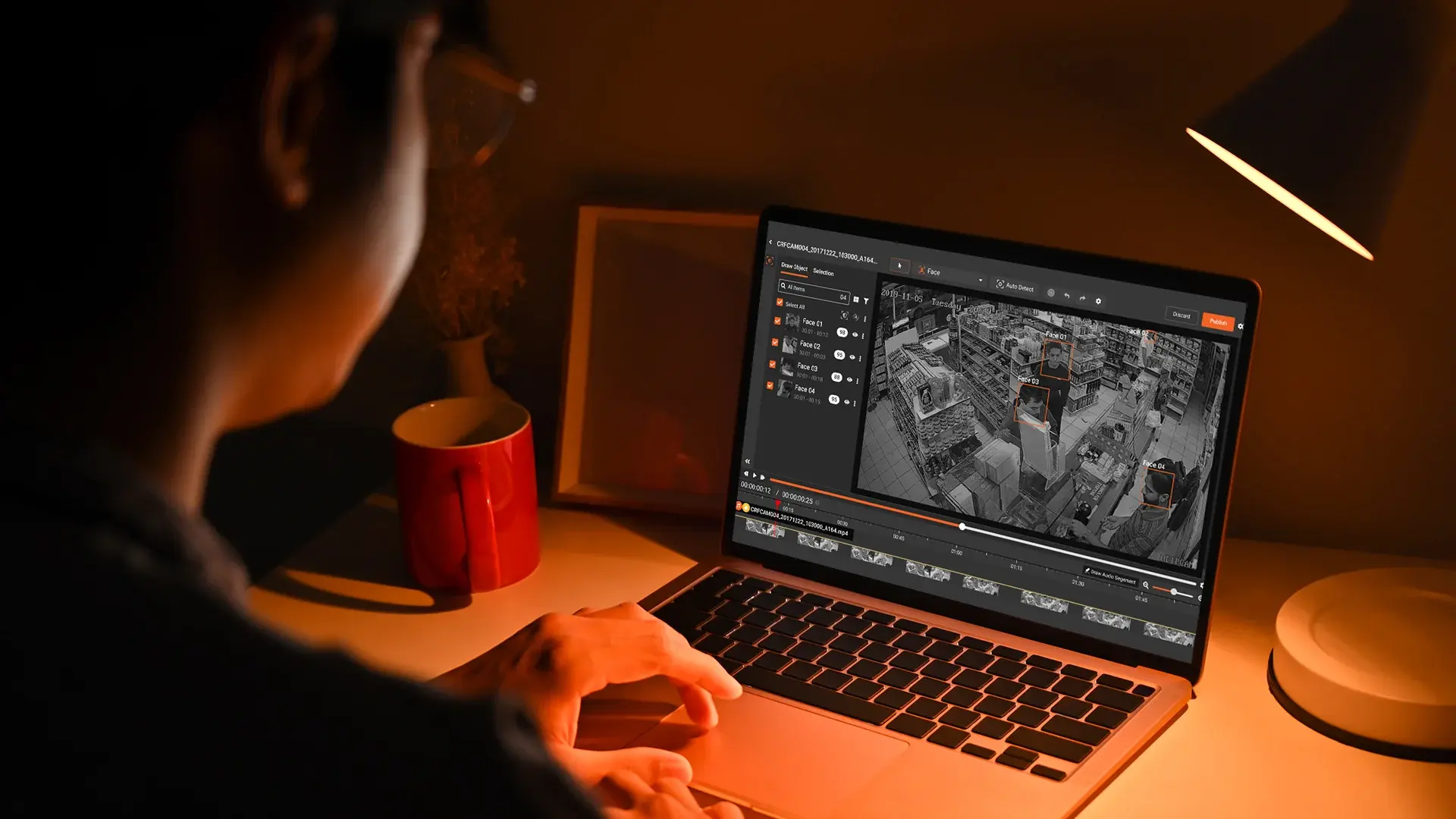 a person redacting video footage