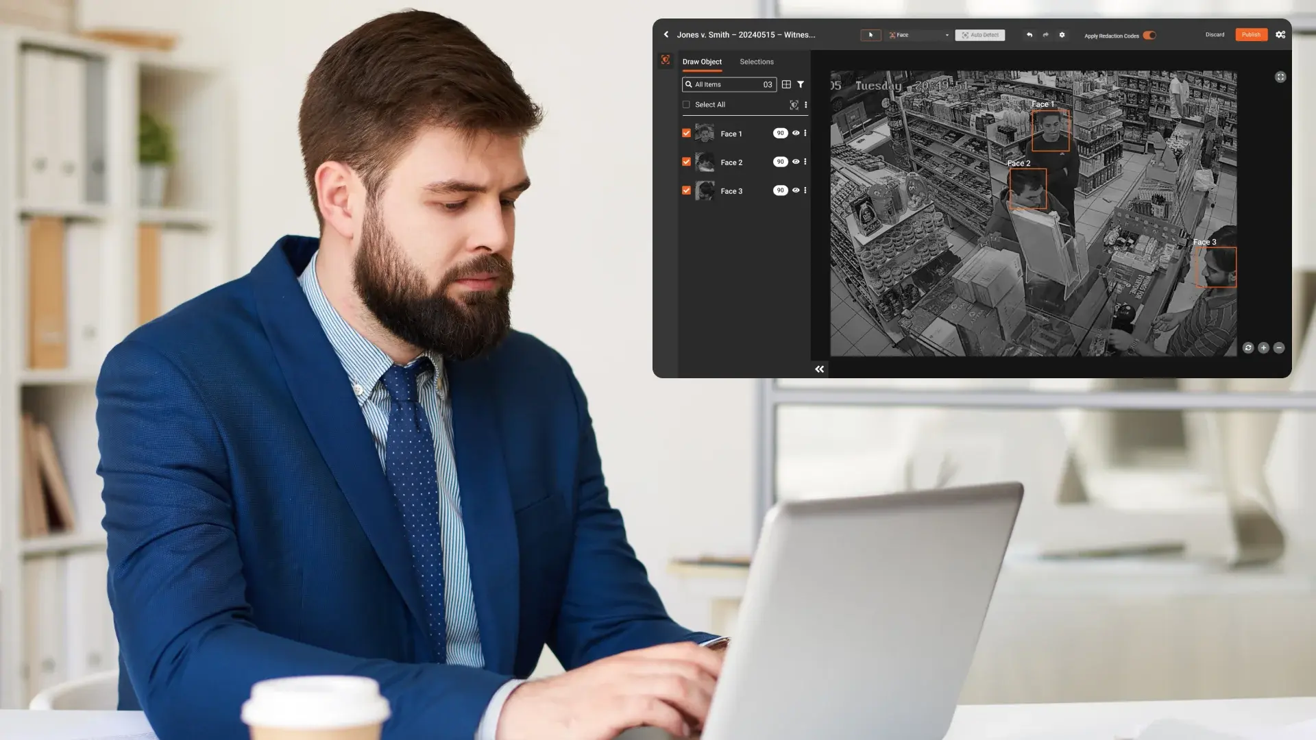 redaction tool for claim adjusters is being used by employee