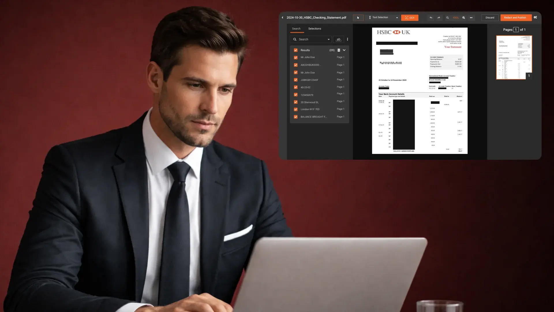 a CPA is redacting financial document