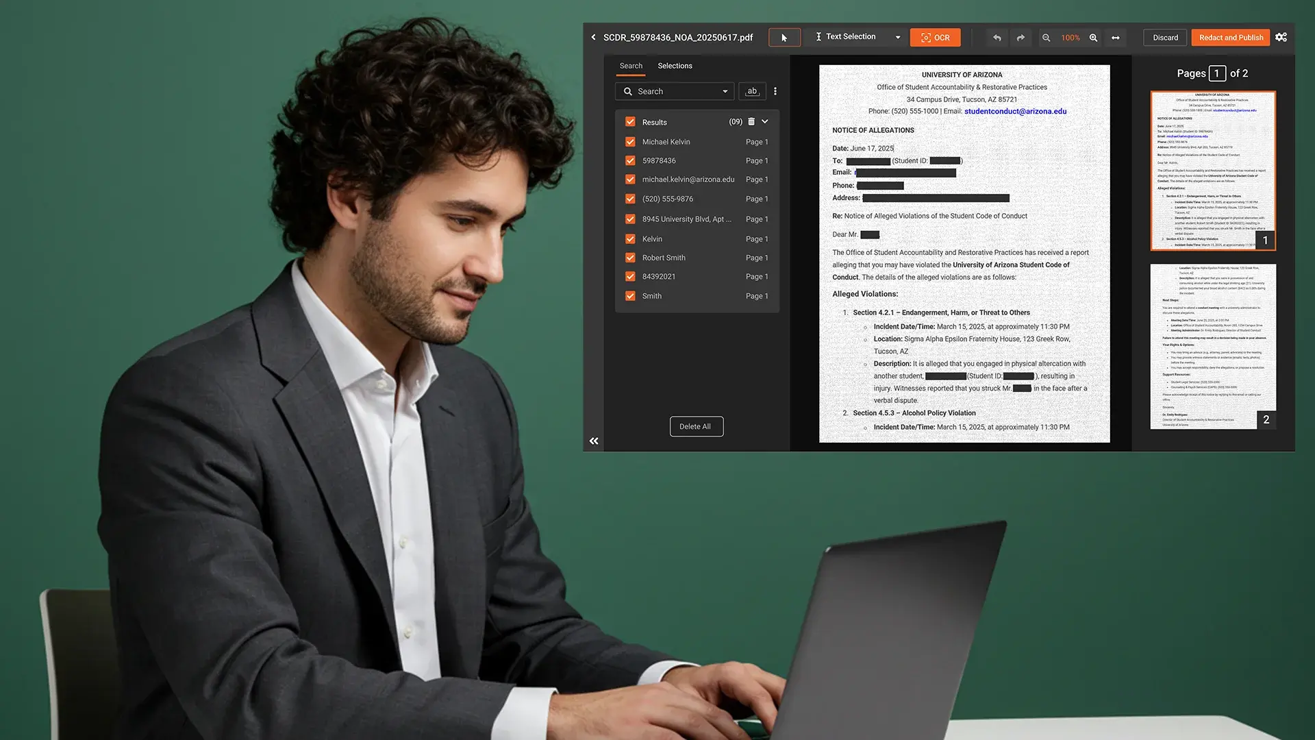 Redact loan and mortgage documents securely using automated redaction software