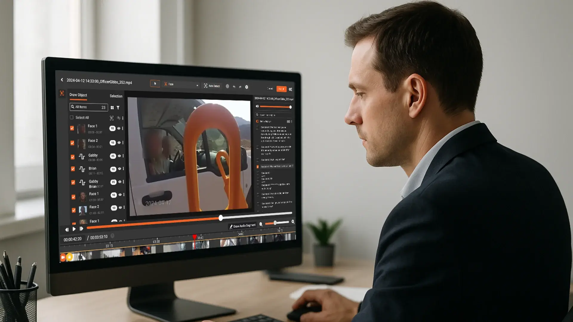 AI-powered video redaction software identifying sensitive information in screen recordings
