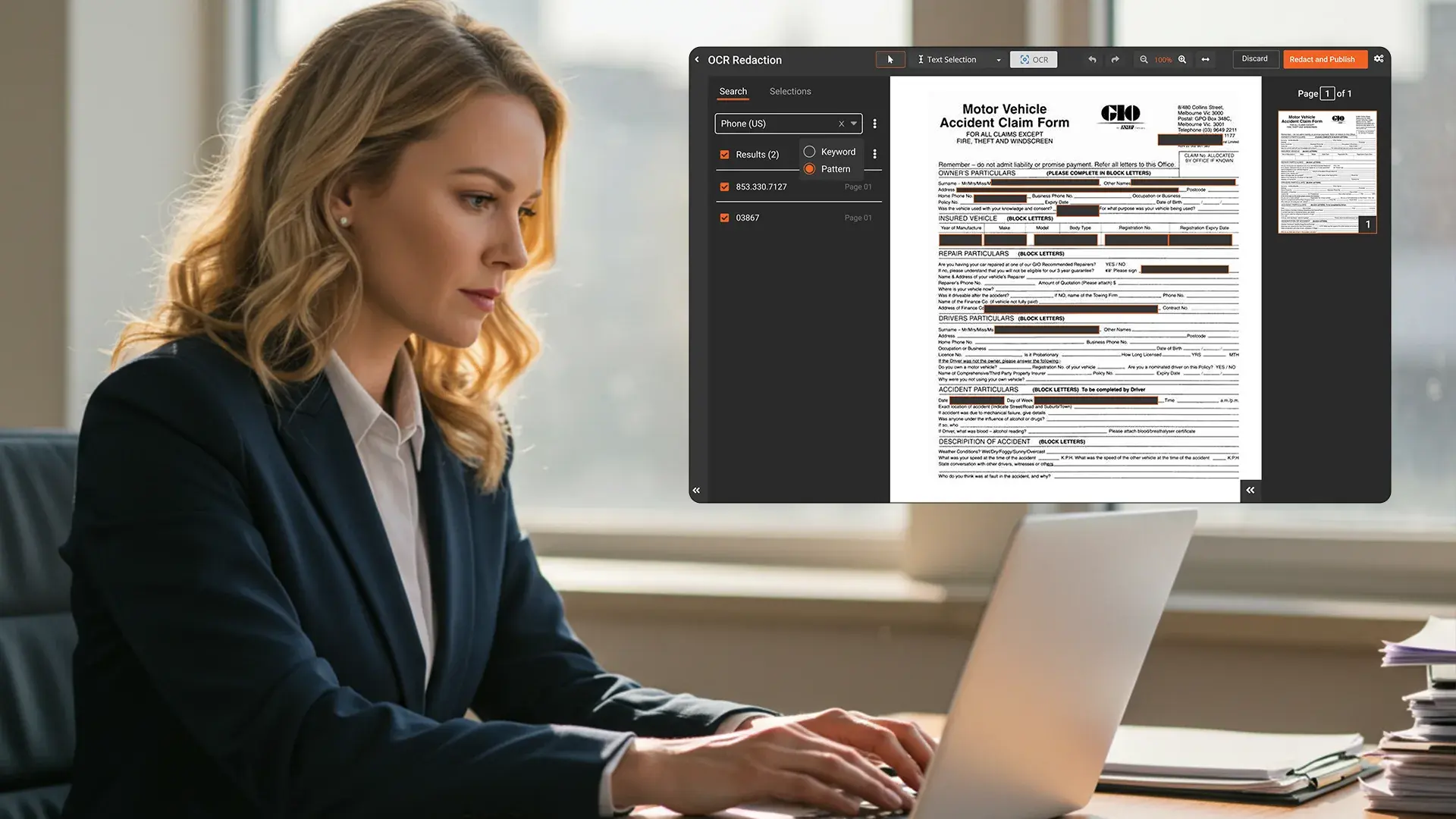 Video redaction software demonstrating face redaction using sample data