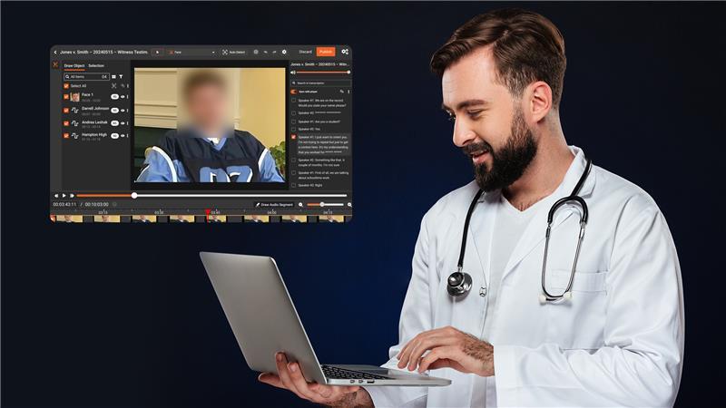 a doctor redacting a patient recording