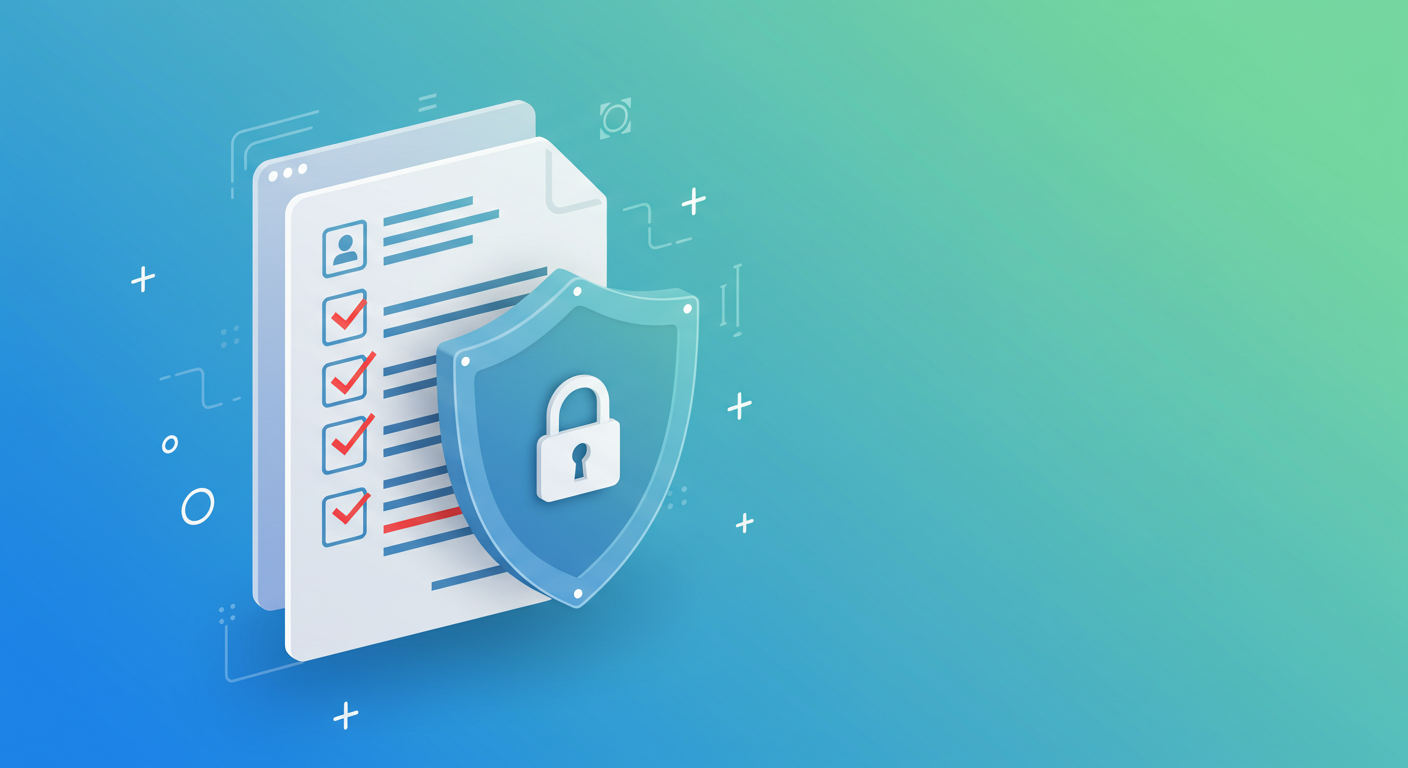 An illustration of a document with a checklist and a padlock