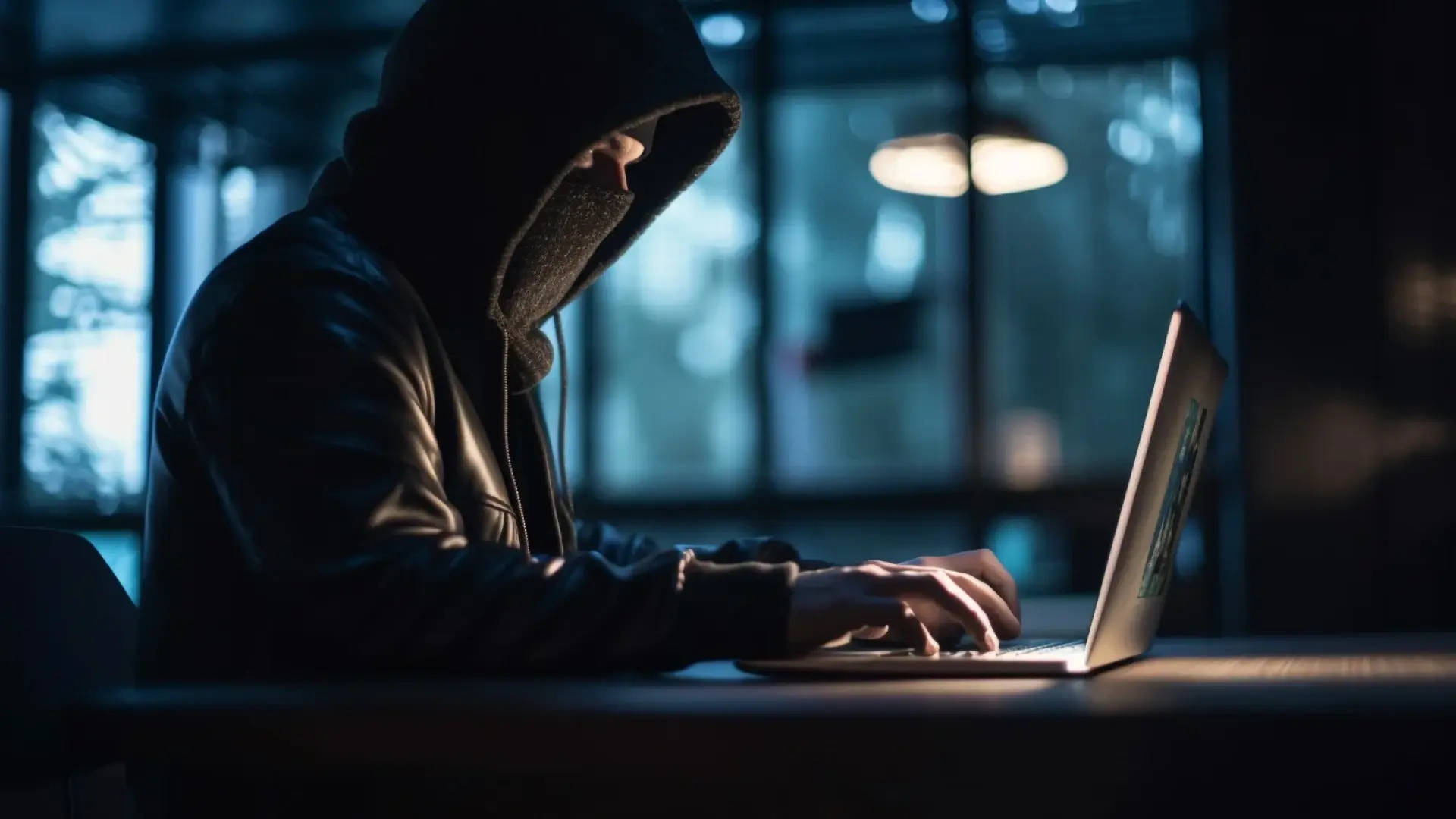 A thief trying to steal data on Laptop